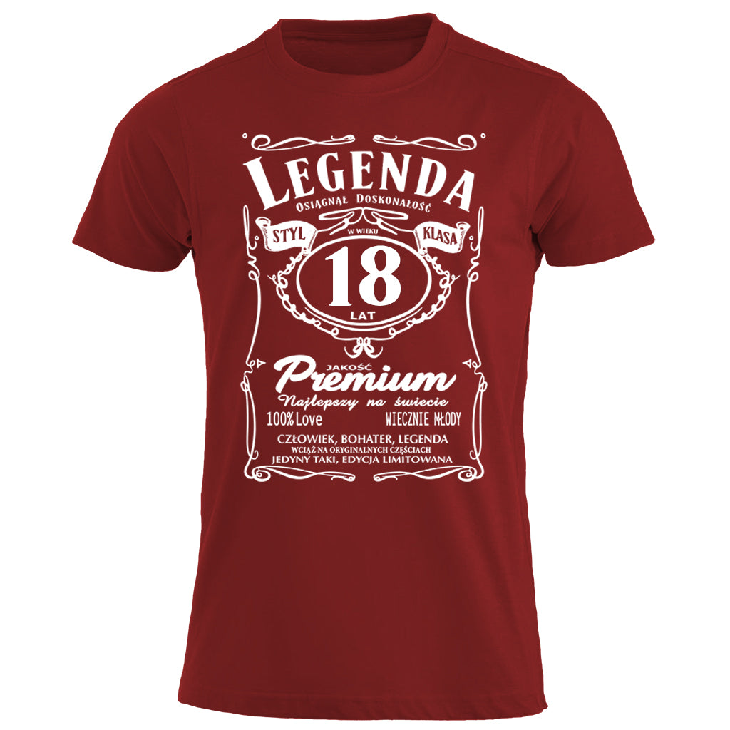 18 Urodziny - Legenda. Koszulka urodzinowa na 18 Lat dla mężczyzn inspirowana Jack Daniels