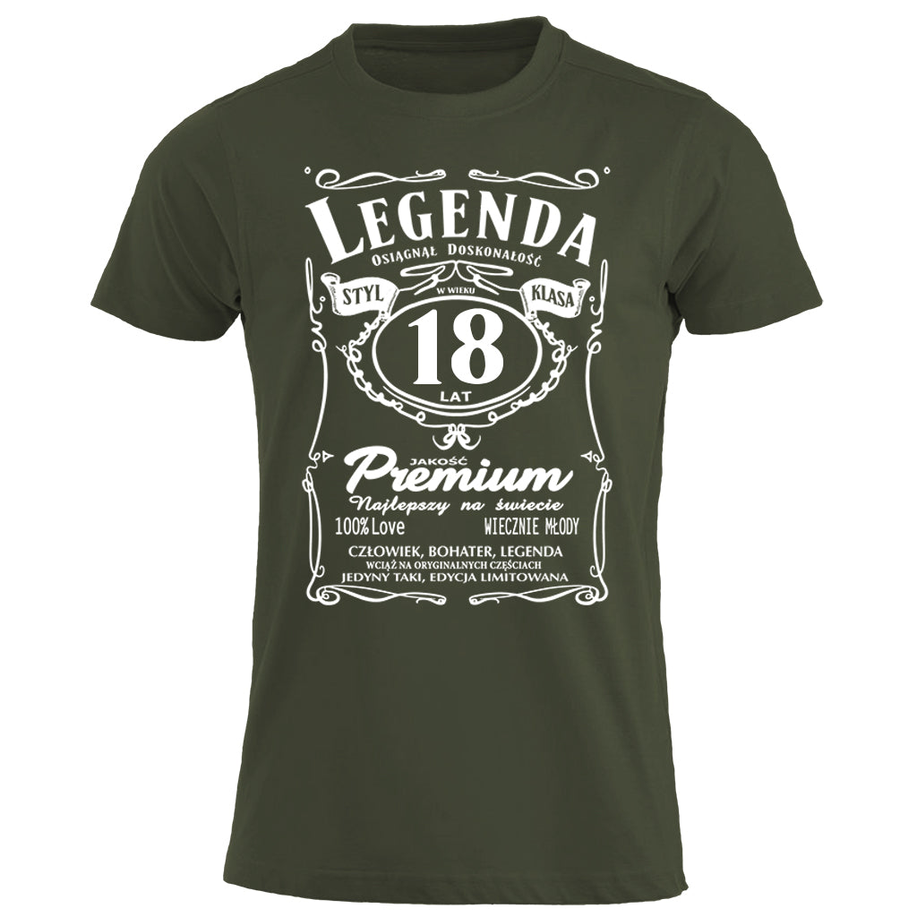 18 Urodziny - Legenda. Koszulka urodzinowa na 18 Lat dla mężczyzn inspirowana Jack Daniels
