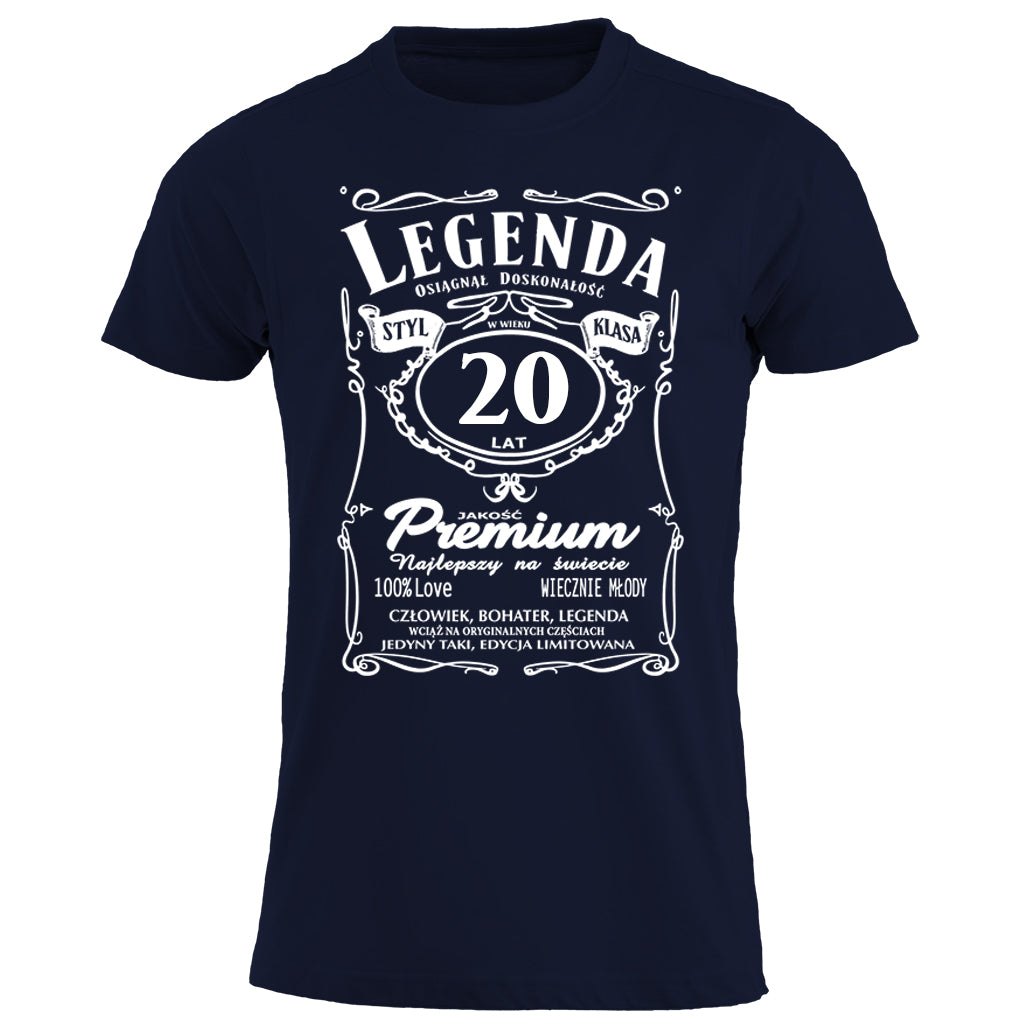 20 Urodziny - Legenda. Koszulka urodzinowa na 20 Lat dla mężczyzn inspirowana Jack Daniels