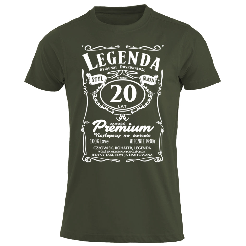 20 Urodziny - Legenda. Koszulka urodzinowa na 20 Lat dla mężczyzn inspirowana Jack Daniels